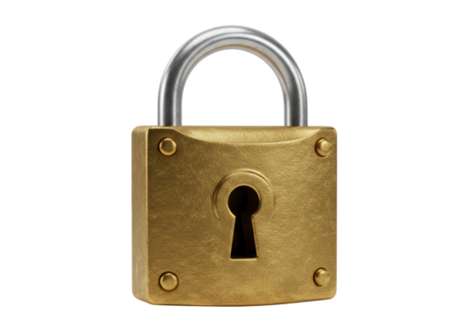 Isolated Golden Padlock Security Concept