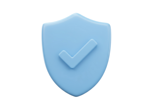 Isolated Blue Shield with Check Mark Assurance