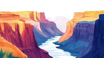 Grand Canyon National Park. Grand Canyon National Park hand drawn watercolor illustration