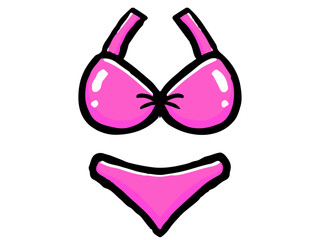 	かわいいビキニの落書き風イラスト素材