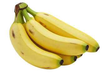 A vibrant bunch of fresh yellow ripe bananas, a healthy tropical fruit snack, isolated on a transparent background
