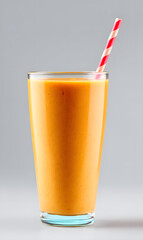 Mango smoothie with straw in a tall glass.
Bright yellow mango smoothie served in a tall glass with a striped straw. Isolated on white background, perfect for healthy food and drink concepts.