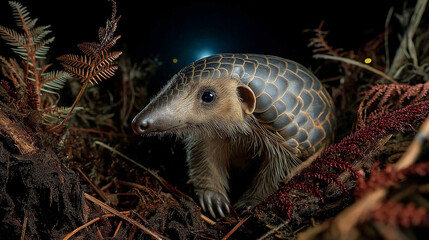 Obraz premium Pangolin at Night in Forest