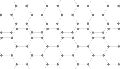 Fototapeta premium Hexagons pattern on gray background. Genetic research, molecular structure. Chemical engineering. Concept of innovation technology. Used for design healthcare, science and medicine background