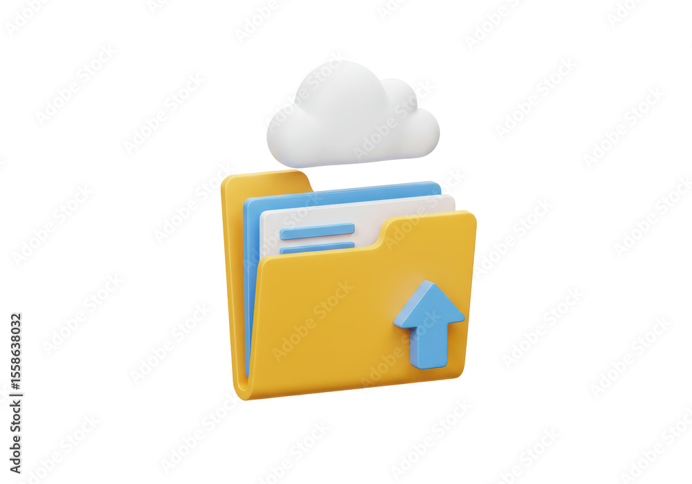 Poster isolated upload folder icon with cloud
