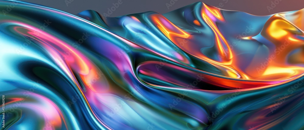 Poster abstract wavy shape color gradient smooth curves fluid lines flowing forms gradient background high 