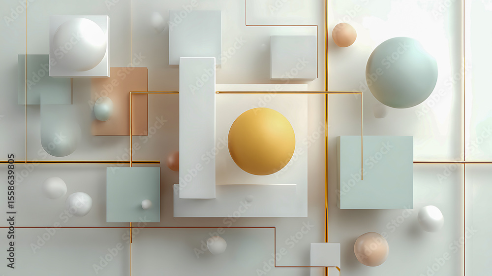 Poster abstract geometric design with colorful shapes and lines on light background for modern art projects