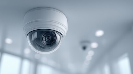 A camera is mounted on a ceiling