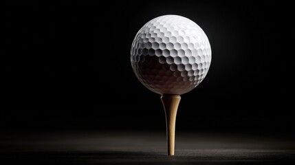 A white golf ball is sitting on a tee