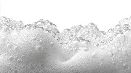 A large amount of white foam, possibly from a shower or bath