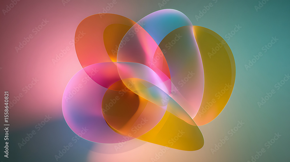 Poster abstract colorful shapes in symphony of light and reflection for modern design aesthetic and creativ