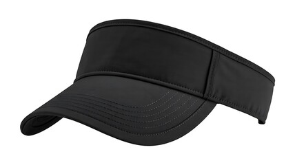 Black sports visor cap isolated on white background for activewear and fashion design

