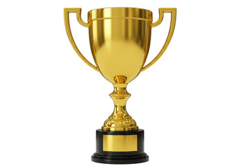 Isolated Gleaming Golden Trophy Cup Black Base