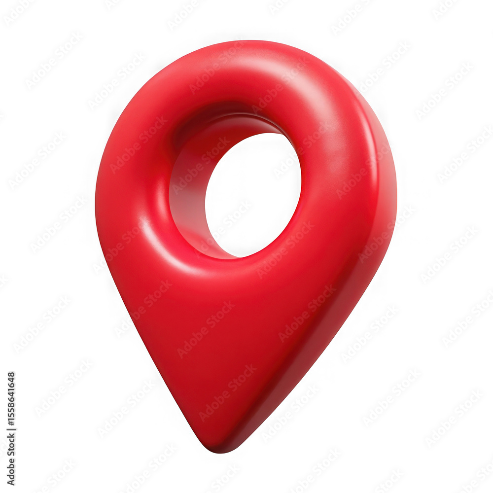 Poster red 3d map pin location marker isolated on transparent background