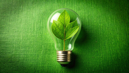 Green Light Bulb on Eco Background