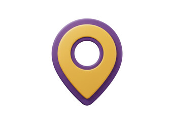 Isolated Vibrant Yellow and Purple Location Marker Symbol