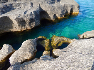 Rocky shore of the Caspian Sea.