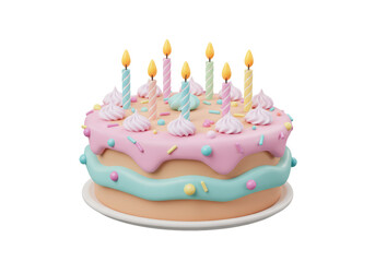 Isolated Colorful Birthday Cake