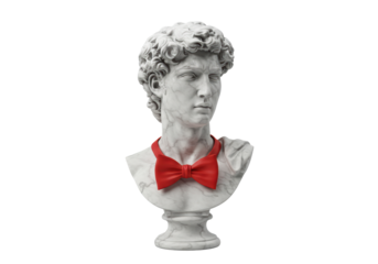 Isolated David Bust with Red Bowtie