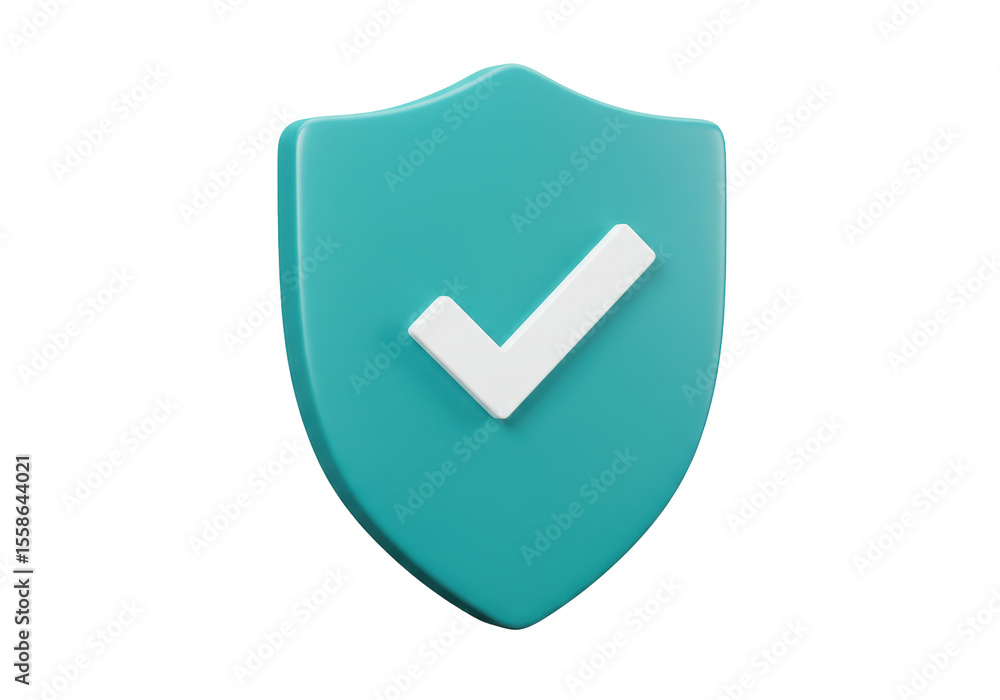 Poster isolated secure shield with checkmark for data protection