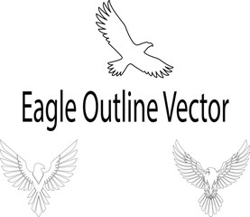 Fototapeta premium Minimalist black eagle outline logo vector with spread wings in modern flat design isolated on transparent background