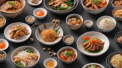 Assorted Asian food. 