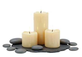 Isolated Spa Candles and Stones on Slate