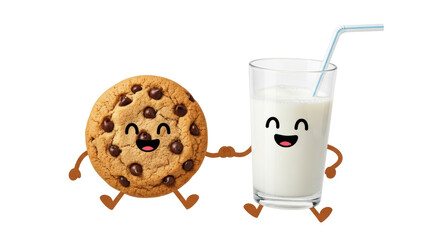 Isolated Cookie and milk friend