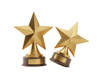 Isolated Pair of Golden Star Trophies