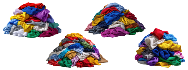 Piles of colorful mixed clothes