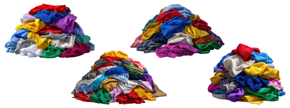 Piles of colorful mixed clothes