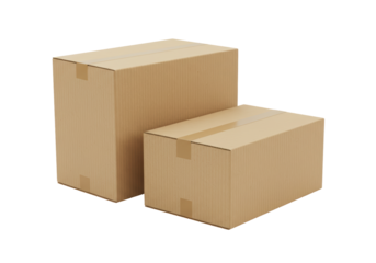 Isolated Two Brown Cardboard Boxes