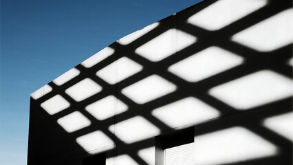 abstract, geometric architecture, sharp contrasting lines, black and white, minimalist, brutalist, urban, modern, angular, shadows, depth, industrial
