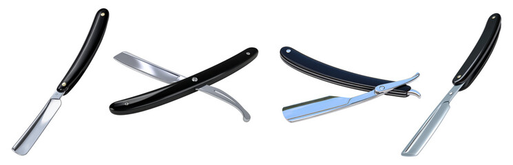 Classic straight razors with black handles