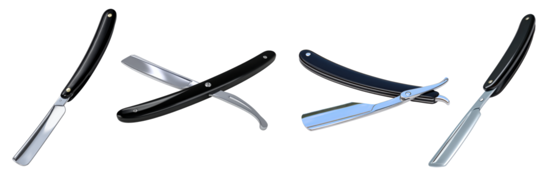 Classic straight razors with black handles