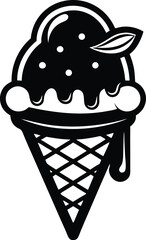 ice cream icon, cone silhouette graphic, dessert vector design