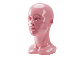 Isolated Pink Mannequin Head with Smooth Surface