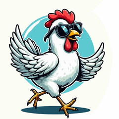 illustration of a chicken with stylized glasses