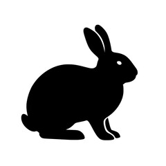 Fototapeta premium Black Silhouette of a Harlequin Rabbit on White Background