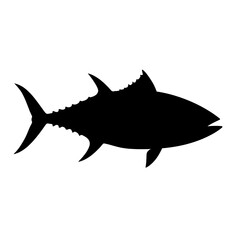 Obraz premium Blackfin Tuna Silhouette with Distinctive Fin Shapes on White Background