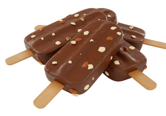 Isolated Pile of Chocolate Covered Nut Ice Cream Bars