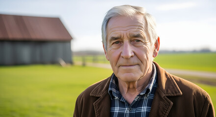 Portrait of a senior farmer with a thoughtful expression on his farm