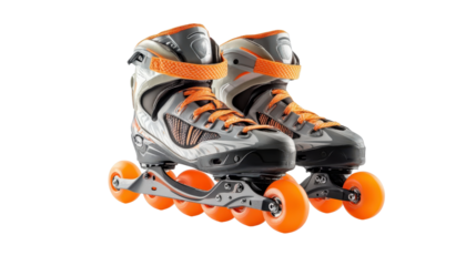 Pair of inline roller skates, Transparent background, PNG file
