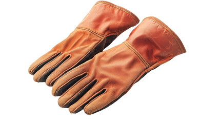 Pair of leather gardening gloves Transparent background, PNG file