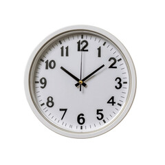 Simple White Wall Clock with Black Numbers Marked for Easy Time Reading in Modern Interior Design Settingtransparent background transparent background
