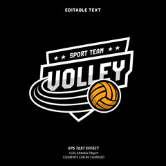Editable Text Effect Vector of Black white Volleyball Team name college Logo Emblem sport Design for club, event, printing, merchandise, volleyball