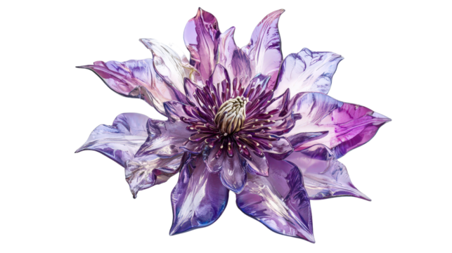 Purple clematis bloom Transparent background, PNG file