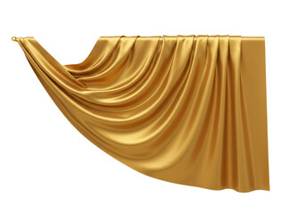 Isolated Golden Silk Drape Flowing Elegantly