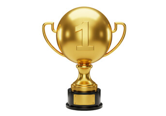 Isolated Golden Trophy with Number One