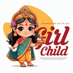Happy International Day of the Girl Child Festival Celebration Greeting Card Design, Social Media Post, Banner
